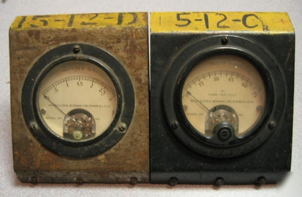 Lot of 2 vintage weston 301 volt meter lot of 2