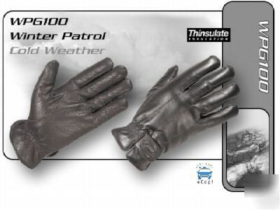 Hatch winter patrol sheepskin black police gloves lg