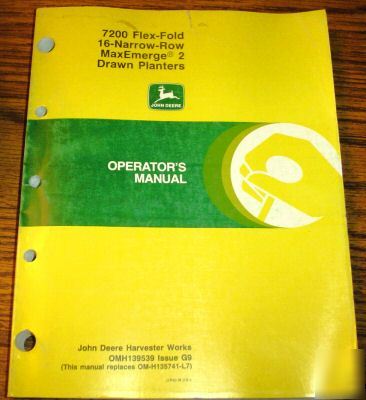 John deere 7200 maxemerge planter operator's manual jd