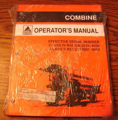 New agco gleaner R42 & R52 combine operator's manual