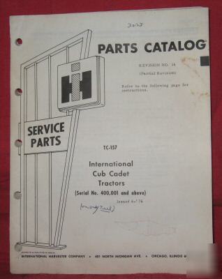  ihc cub cadet tractors and equip. parts catalog rev 16