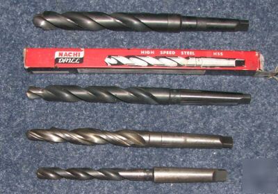 Set lot of 4 hss #2 morse taper drill bits 1 3 used