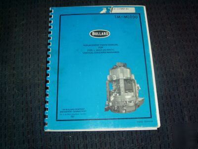 Bullard mult au matic type l vertical lathe part manual