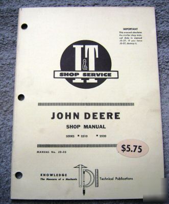 John deere 2510 2520 tractor i&t shop service manual jd