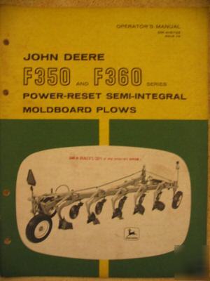 John deere F350 F360 f 350 360 plow operator manual