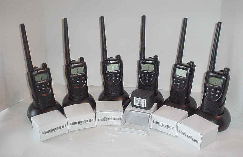 6 motorola radius CP100 vhf radios + drop-in chargers