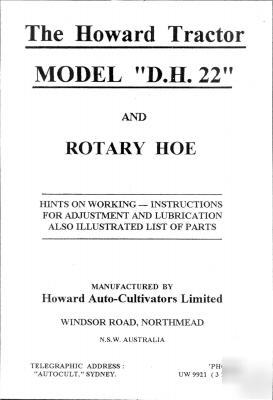 Howard d.h.22 tractor and rotary hoe manual