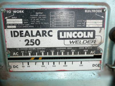 Lincoln ideal arc shop welder model # 250 on cart