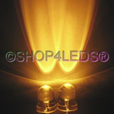 New 1000 pcs 8MM wide angle 45KMCD yellow led f/r 40Â° 