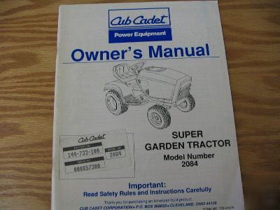 Cub cadet 2084 super garden tractor operators manual