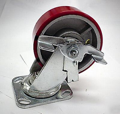 5â€x 2â€ med-heavy duty poly/steel caster w/brake;2PCS