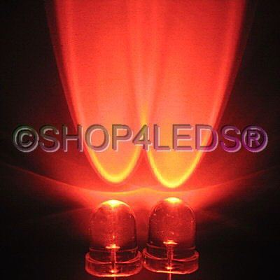 New 1000 pcs 8MM wide angle 45KMCD red led f/r 40Â° 