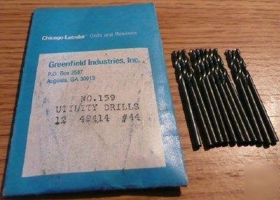 12PC greenfield ind. hss drill #44 stub style: 159