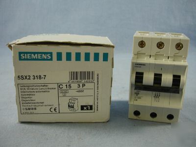 New 2 siemens circuit breaker 5SX23 187 15A 3P c curve 