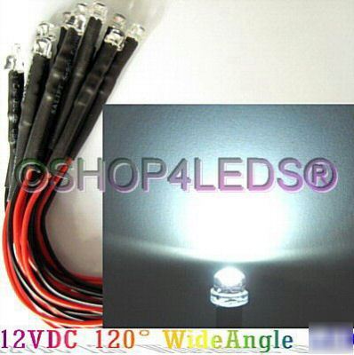 20PC 12V 4.8MM 15KMCD white led car,boat,bike,diy 120Â°+