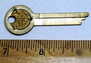 Antique hhm/york safe deposit box key blank-nos