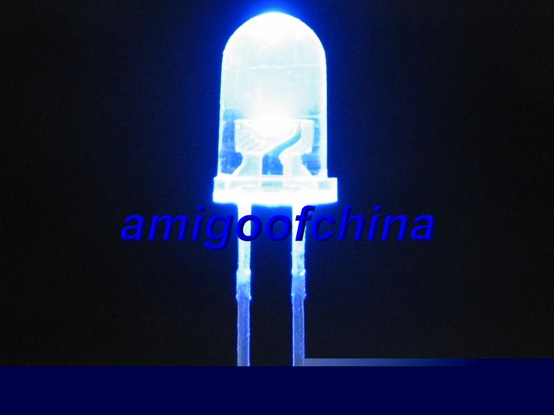 50X 3MM blue 5000 mcd led bulb lamp free resistors