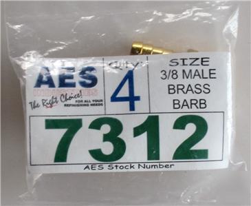 4 - 3/8 straight male brass barb adapters~AES7312~lot