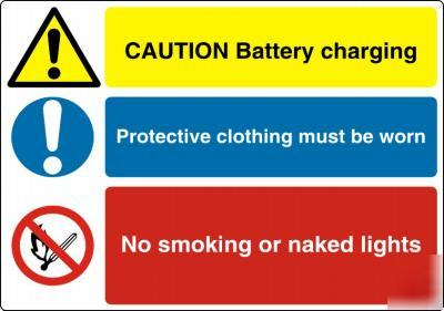 Caution battery charging - A4 laminated h&s sign