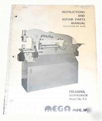 Piranha ironworker p-3 instruction & parts manual