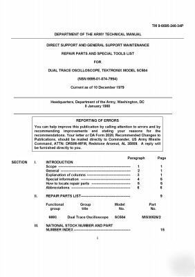 Tek tektronix SC504 maintenance repair parts manual