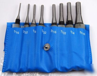 Set of 8 pin punches 100MM long