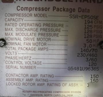 Ingersoll-rand ssr-EP50SE air compressor