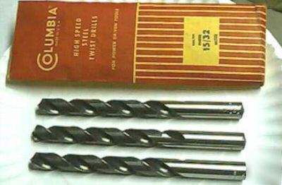 New usa made 15/32 jobbers lenght drill bits 3 pack