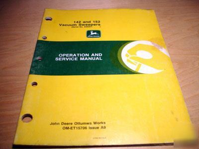 John deere 142 152 vacuum sweeper operator's manual jd