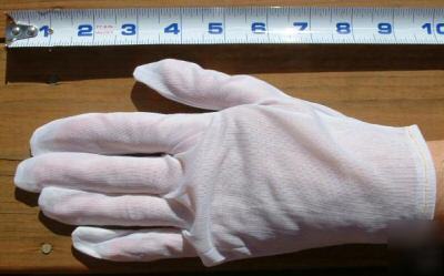 24 pair nylon inspection gloves womens no cotton lint l
