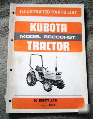 Kubota B8200HST tractor parts catalog manual book