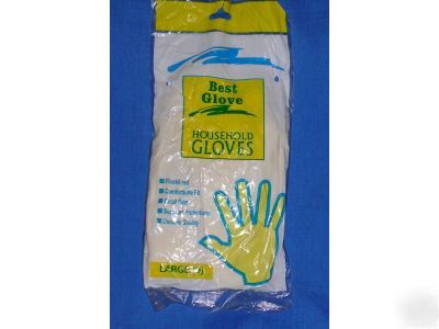 Rubber household flocklined kitchen gloves - medium