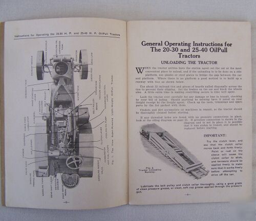 Rumely oilpull operator instr. 20-30 w & 25-45 x orig.