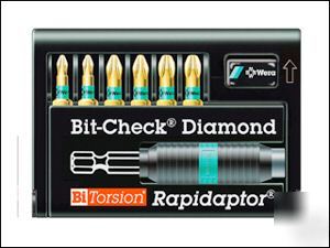 Wera bit-check diamond 7 piece pozi & adaptor 