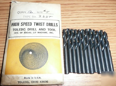 New 12PC toledo drill & tool #11 stub hss drill