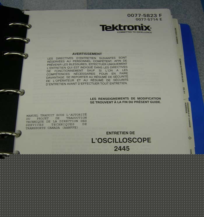 Tektronix manual 2445 oscilloscope french