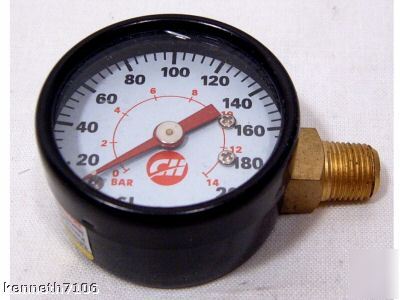 New campbell hausfeld air pressure gauge 0-200 psi npt