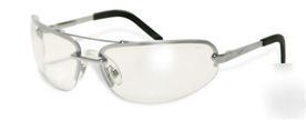 Factor satin silver frame safety glasses clear avis