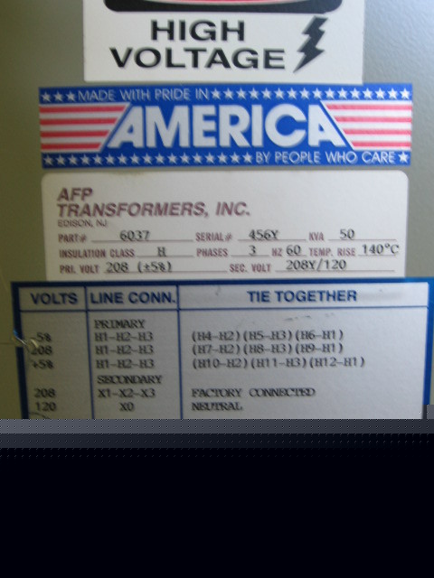 Square d afp 50KVA transformer