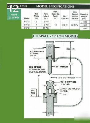 Bantam B412 pneumatic press brake 12 ton 4'
