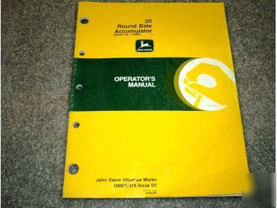 John deere 20 round bale accumulator manual-very good