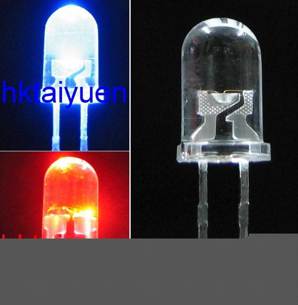 50X 5MM multi color blue /red flash led free resistors