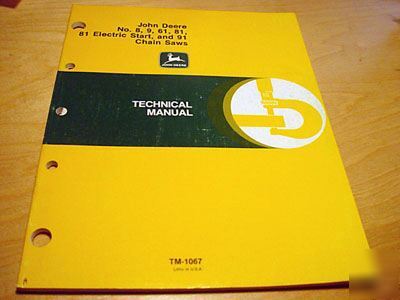 John deere 8 9 61 81 91 chain saw service manual jd