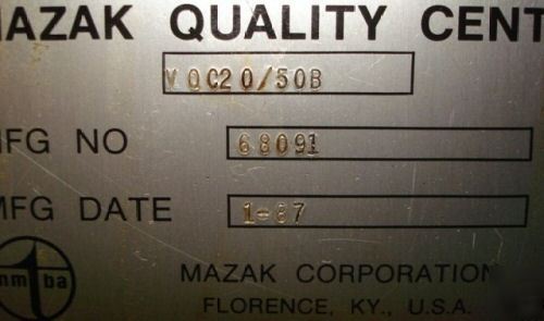 Mazak cnc vertical machining center vqc-50/20B