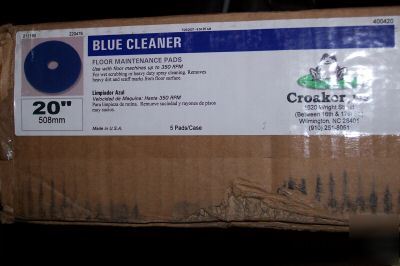 New case of 5 blue floor maintenance buffer pads 21 in.