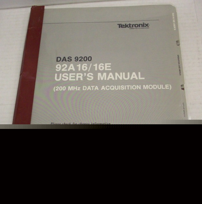 Tektronix 92A16/16E data acquisition user's manual