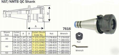 New bison nmtb 30 taper collet chuck er-32 + wrench 