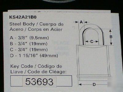 New lot of 4 schlage kryptonite 3/4 padlocks KS42A21