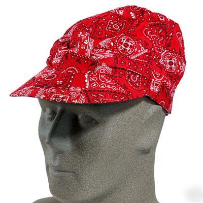 Traditional welder's cap tuff nougies, cowboy red