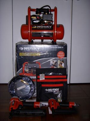  husky 2 nailer (nail gun) air compressor combo kit